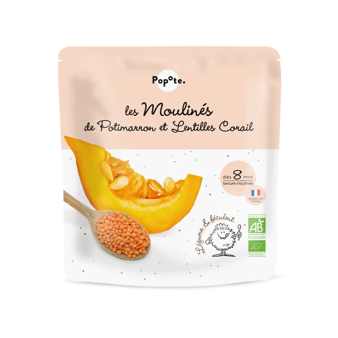 Popote - Les Moulinés Potimarron &amp; Lentilles Corail BIO 180 g